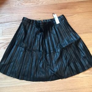 Jcrew- Black faux leather pleated skirt